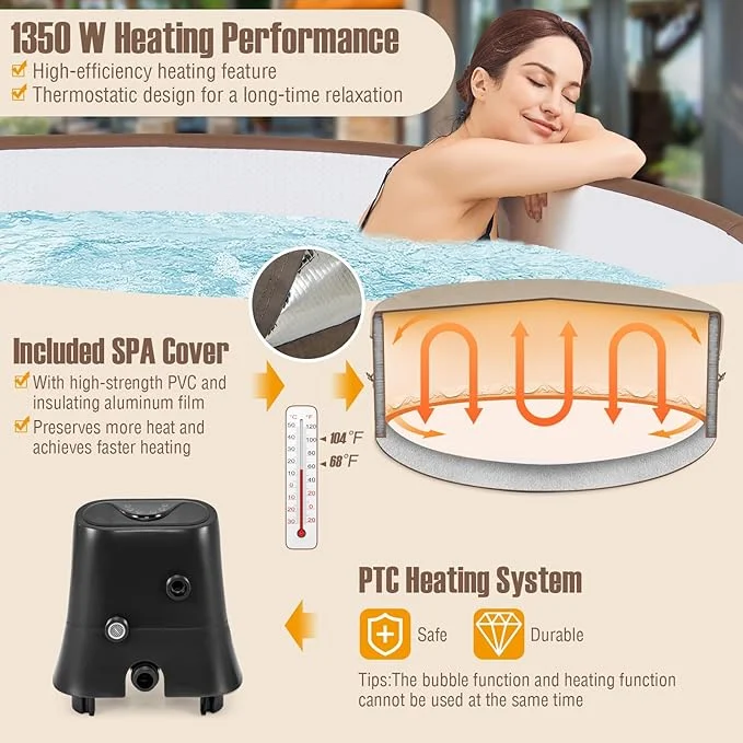 Goplus 120 Air Jets Inflatable Hot Tub 4-6 Person, SPA