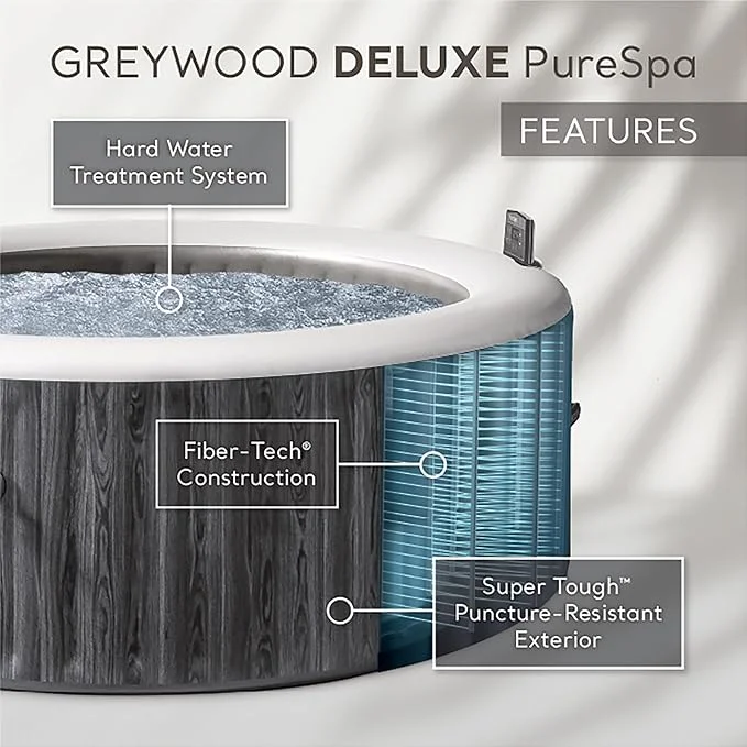 Intex PureSpa Greywood 6-Person Round Inflatable Hot Tub Spa