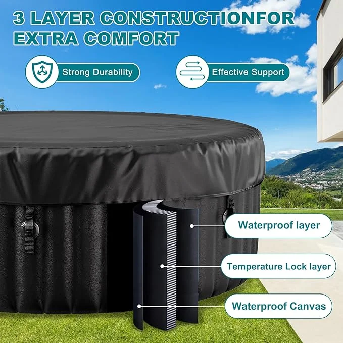 Mosener 2-4 Person Inflatable Hot Tub with 120 Bubble Jets