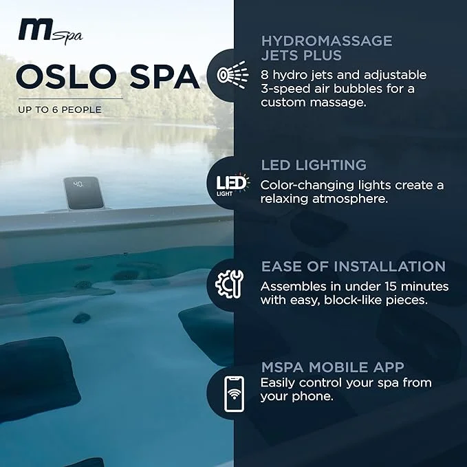 M Spa Square Bubble Massage Outdoor Hot Tub 4 to 6 Person Spa