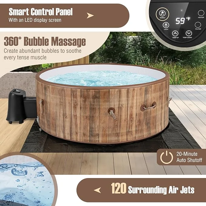 Goplus 120 Air Jets Inflatable Hot Tub 4-6 Person, SPA