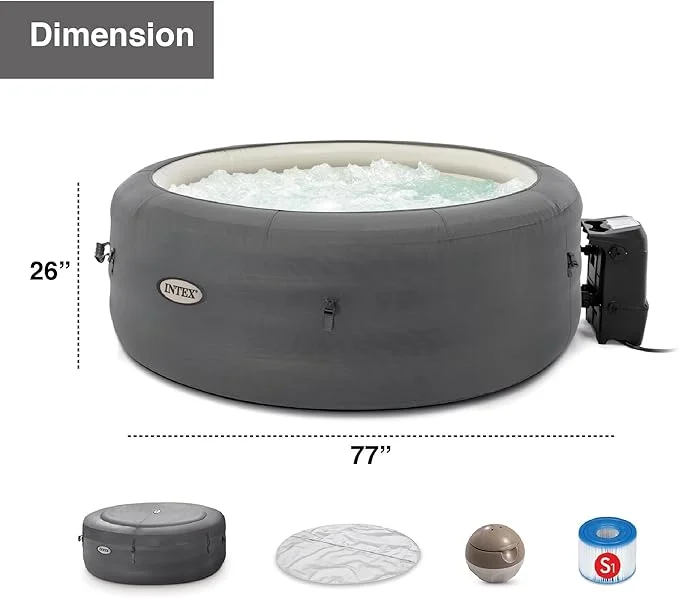 Intex Simple 4-Person Spa, Inflatable Hot Tub with 100 Bubble Jets