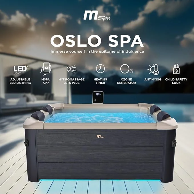 M Spa Square Bubble Massage Outdoor Hot Tub 4 to 6 Person Spa