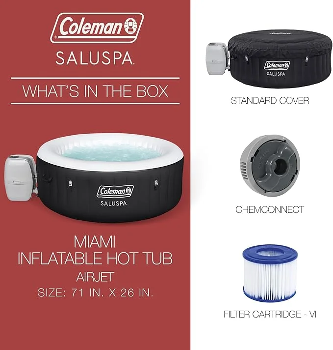 Coleman Miami 4-Person Inflatable Hot Tub, Black