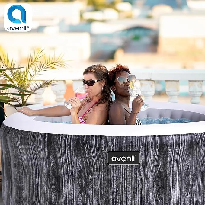 JLeisure Greywood 4-Person Inflatable Hot Tub Spa, Gray