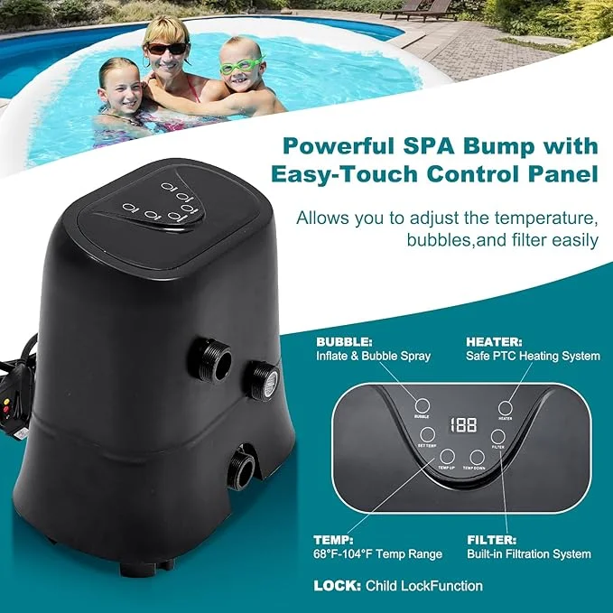 Mosener 2-4 Person Inflatable Hot Tub with 120 Bubble Jets