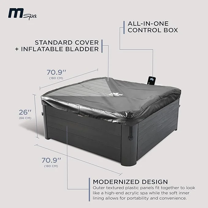 M Spa Square Bubble Massage Outdoor Hot Tub 4 to 6 Person Spa