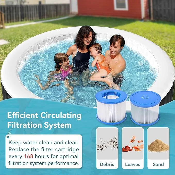 Glonerle Inflatable Hot Tub 2-4 Person Round Portable Spa