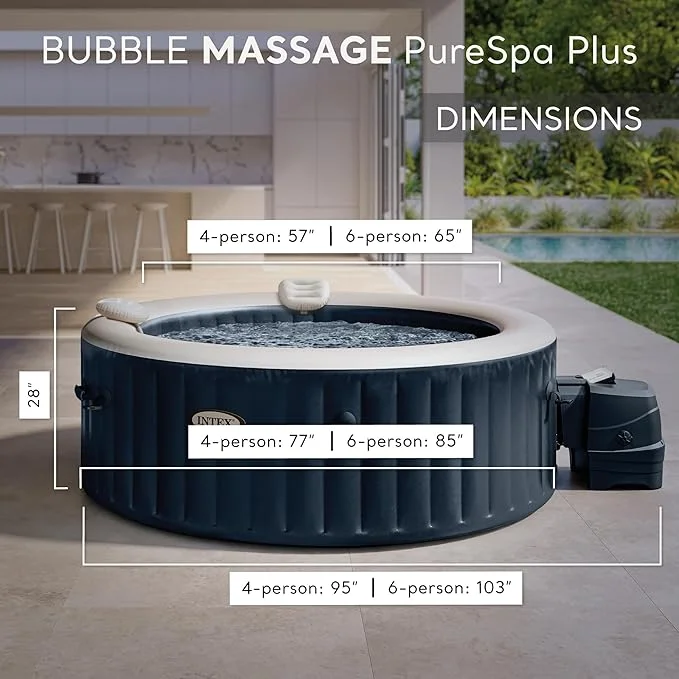 INTEX PureSpa Plus Bubble Massage Spa Set – 4 Person Hot Tub