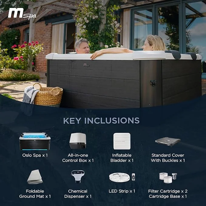 M Spa Square Bubble Massage Outdoor Hot Tub 4 to 6 Person Spa