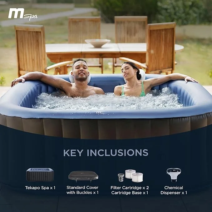 MSpa Square Inflatable Bubble Massage Spa, 4-6 Person Tekapo