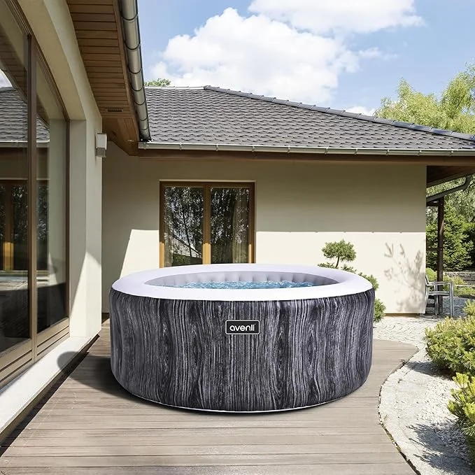 JLeisure Greywood 4-Person Inflatable Hot Tub Spa, Gray