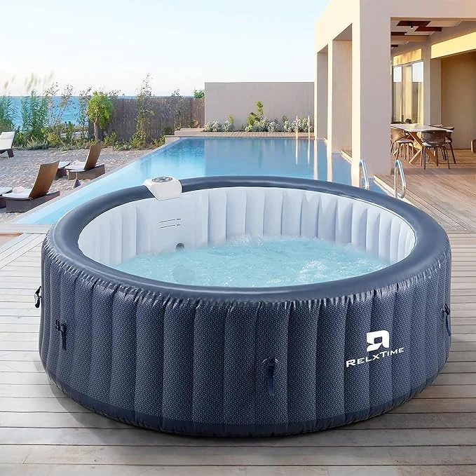 RELXTIME 4-6 Person Inflatable Hot Tub with 130 Bubble Jets