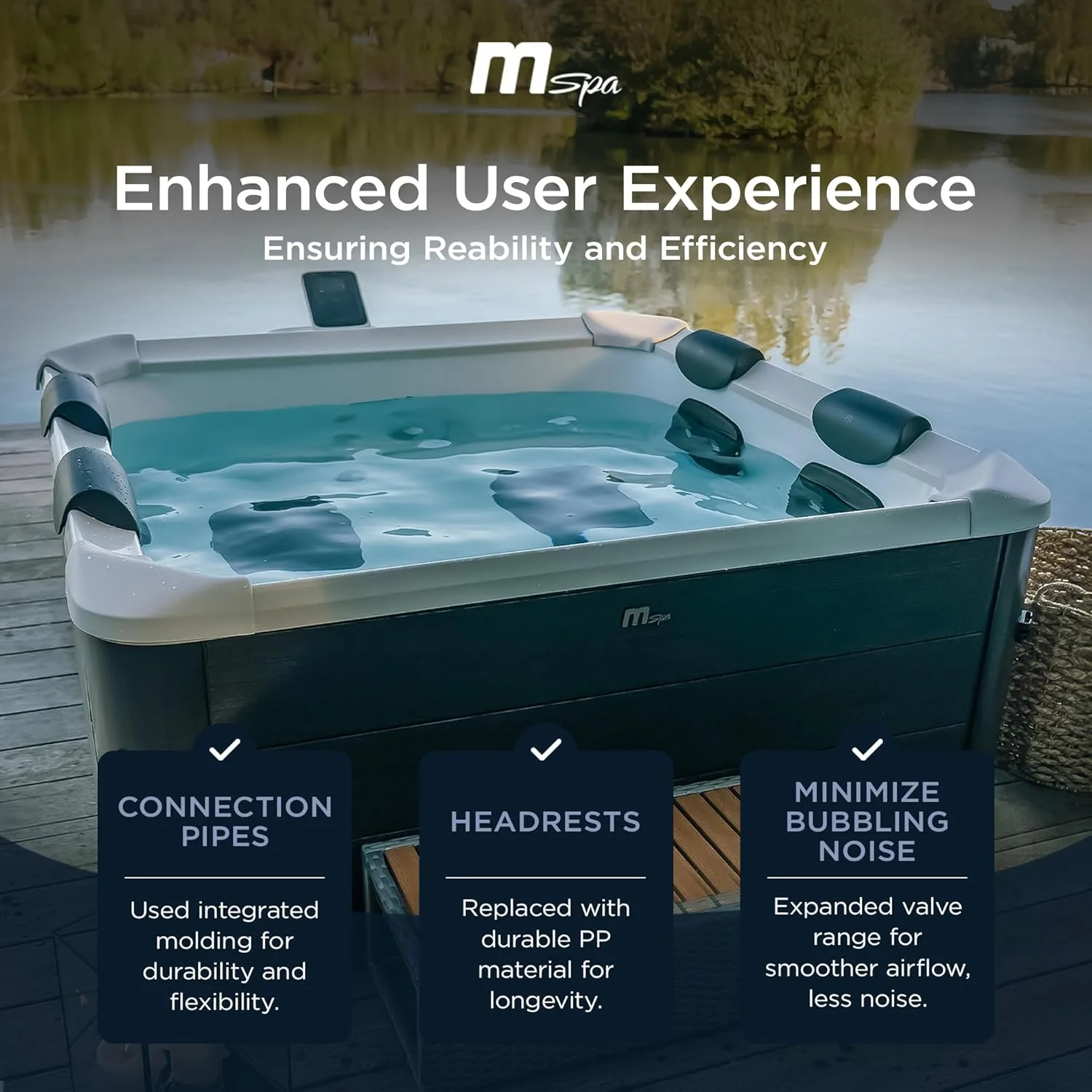 M Spa Square Bubble Massage Outdoor Hot Tub 4 to 6 Person Spa