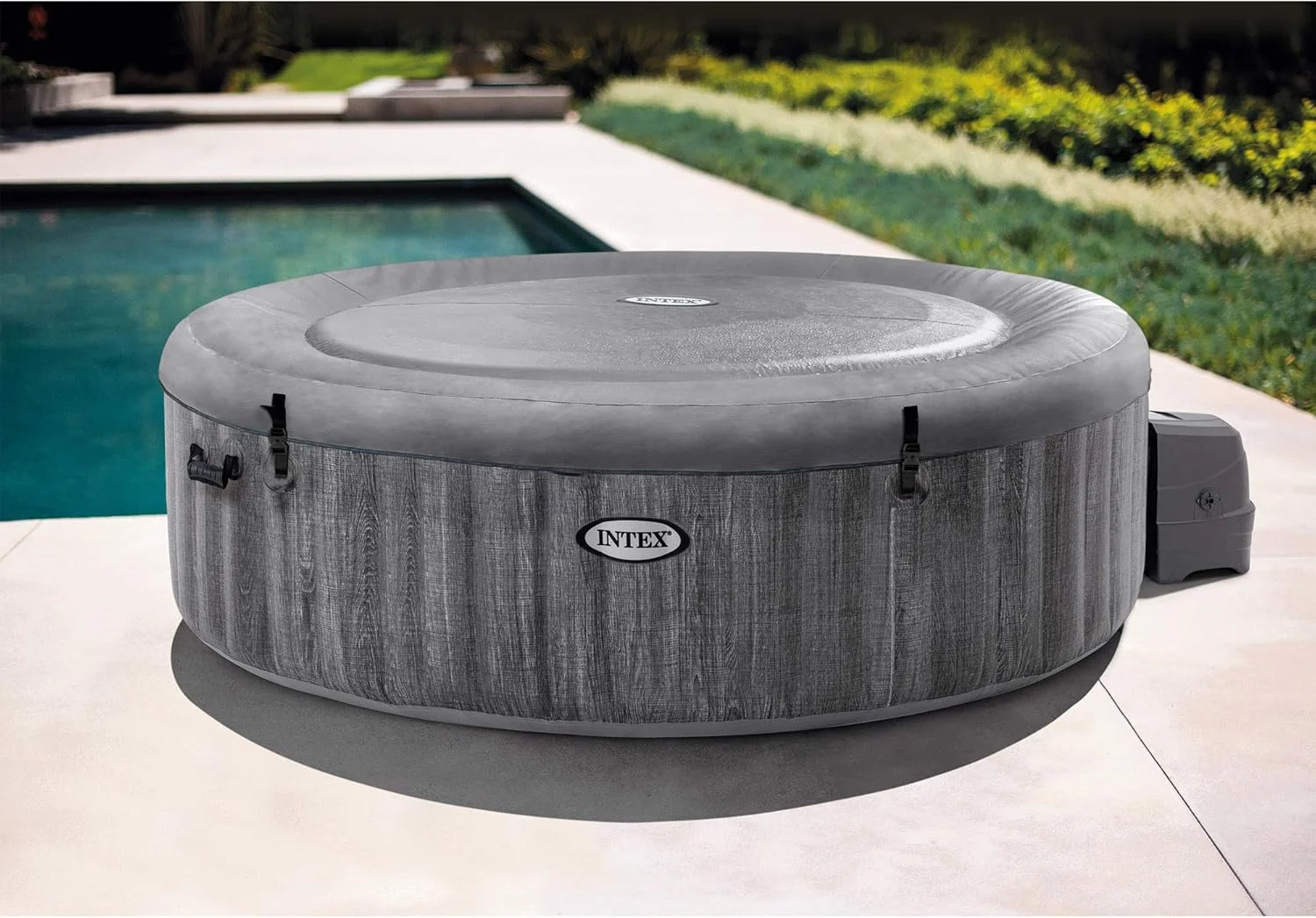 Intex PureSpa Greywood 6-Person Round Inflatable Hot Tub Spa