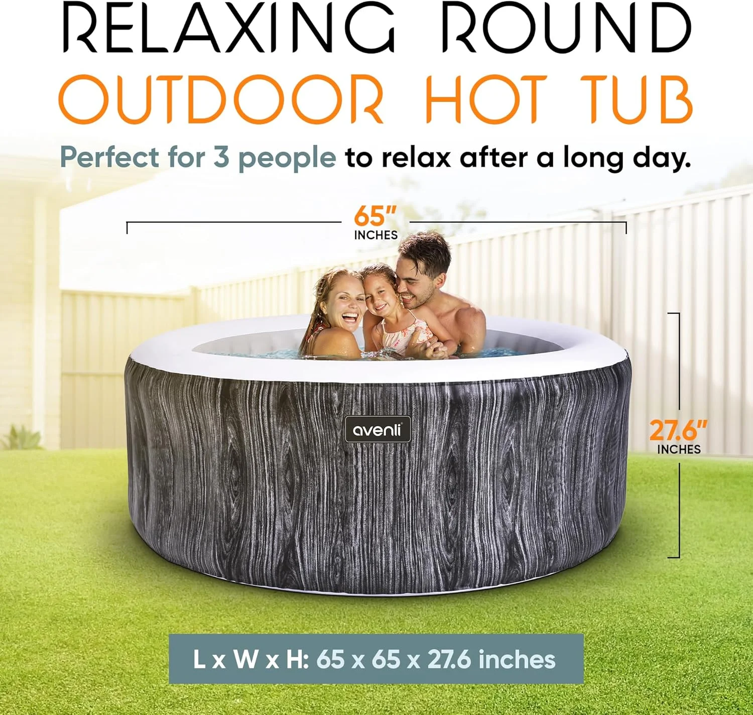JLeisure Greywood 4-Person Inflatable Hot Tub Spa, Gray