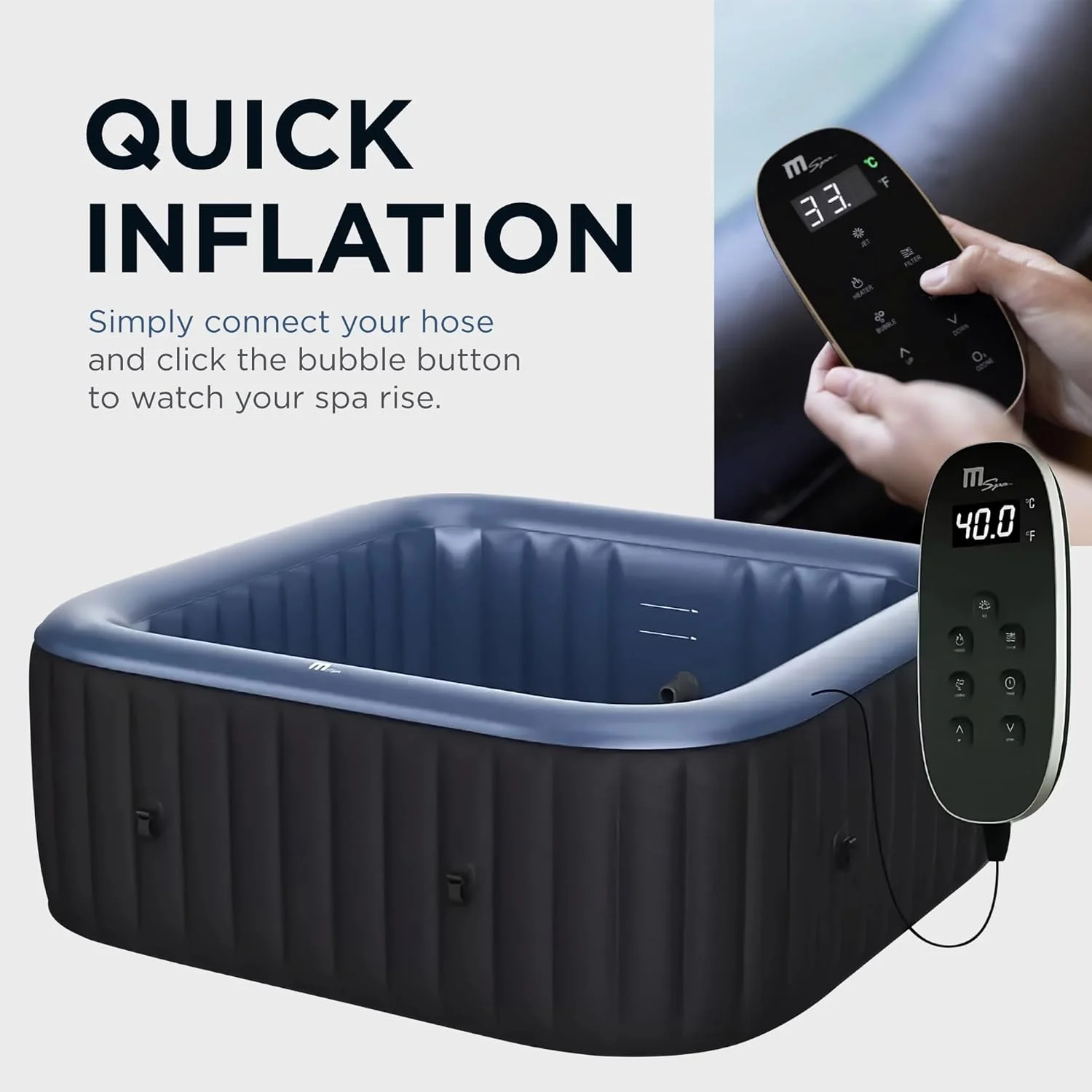 MSpa Square Inflatable Bubble Massage Spa, 4-6 Person Tekapo