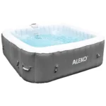 ALEKO Inflatable 6 Person Hot Tub Bubble Jett Spa Square Gray